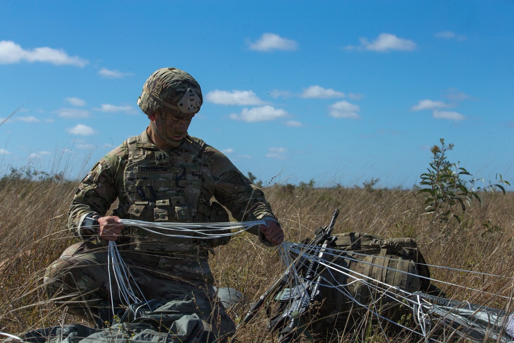 Spartan Brigade paratroopers jump over Queensland, Australia during Exercise Talisman Sabre 21