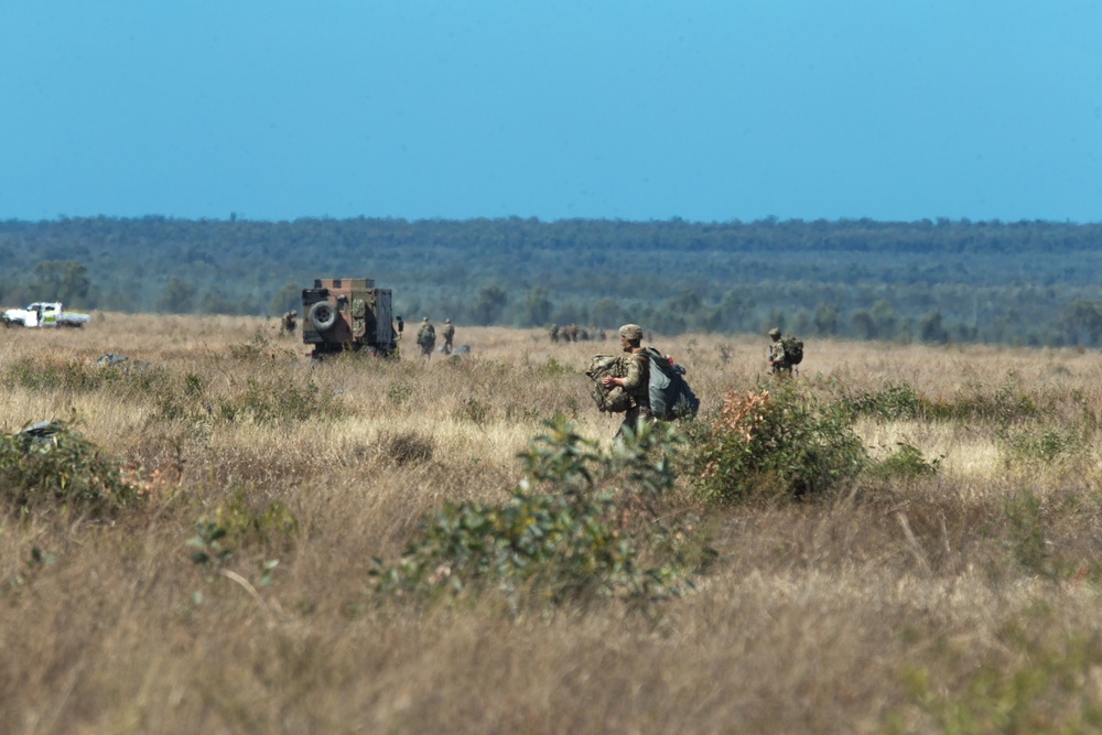 Spartan Brigade paratroopers jump over Queensland, Australia during Exercise Talisman Sabre 21