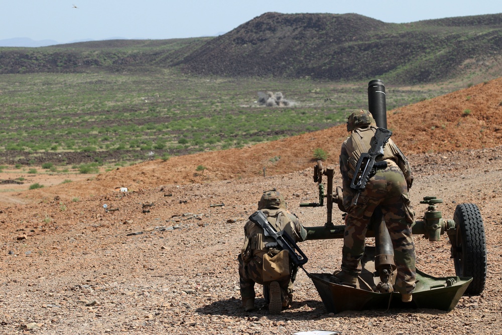 Task Force Iron Gray conducts joint mortar live fire with French Forces in Djibouti