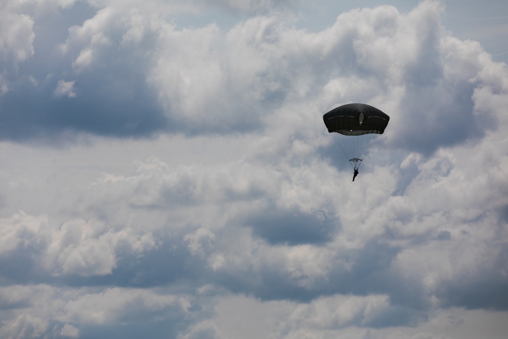 Indonesian Paratroopers conduct a jump and wing exchange with 82nd Airborne Division Paratroopers