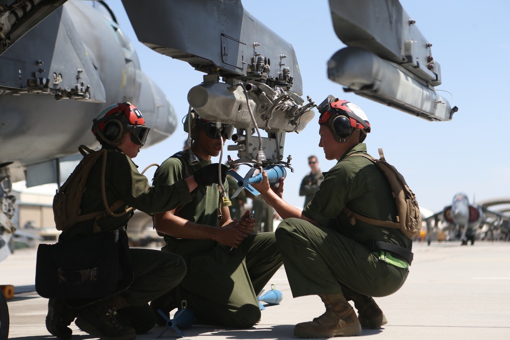 VMAT-203 Ordnance Marines load and make ready