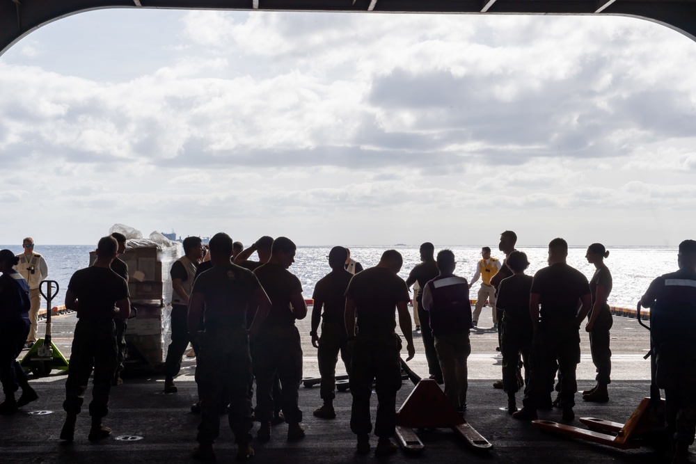 USS America conducts replenishment-at-sea during Talisman Sabre 21