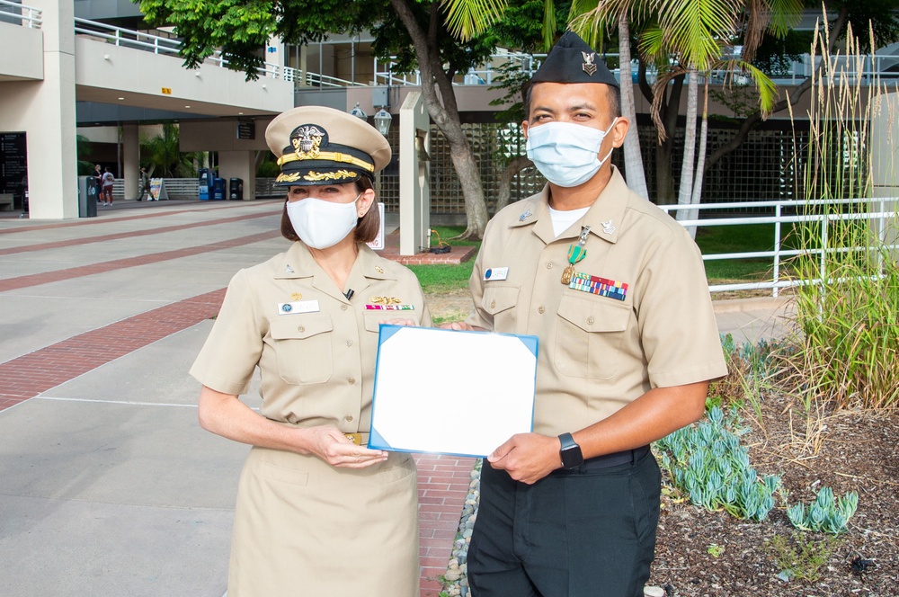 Sailor Receives Award Onboard NMRTC San Diego July 30