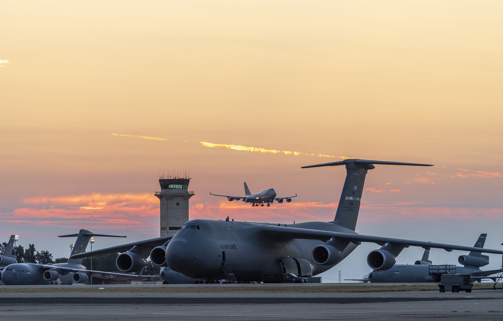 Sunrise on the Travis AFB Flight Line