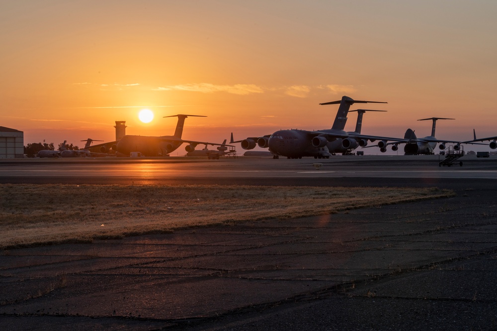 Sunrise on the Travis AFB Flight Line