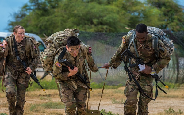 U.S. Army Staff Sgt. James Gabisum, and Sgt. Brenden Lopez  compete in the 2021 Army Medicine Best Leader Competition