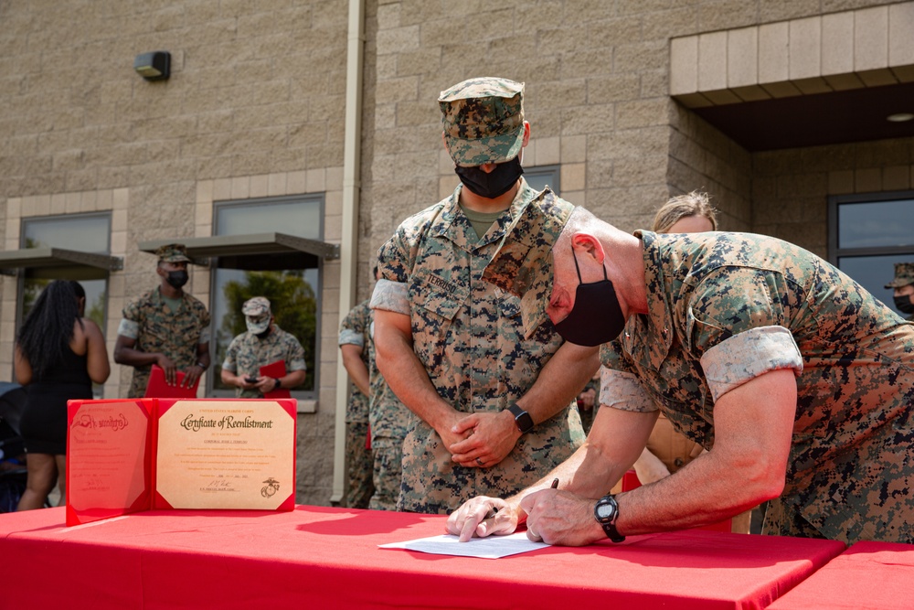 1st MLG Command Retention Reenlistment and Signing Day Ceremony