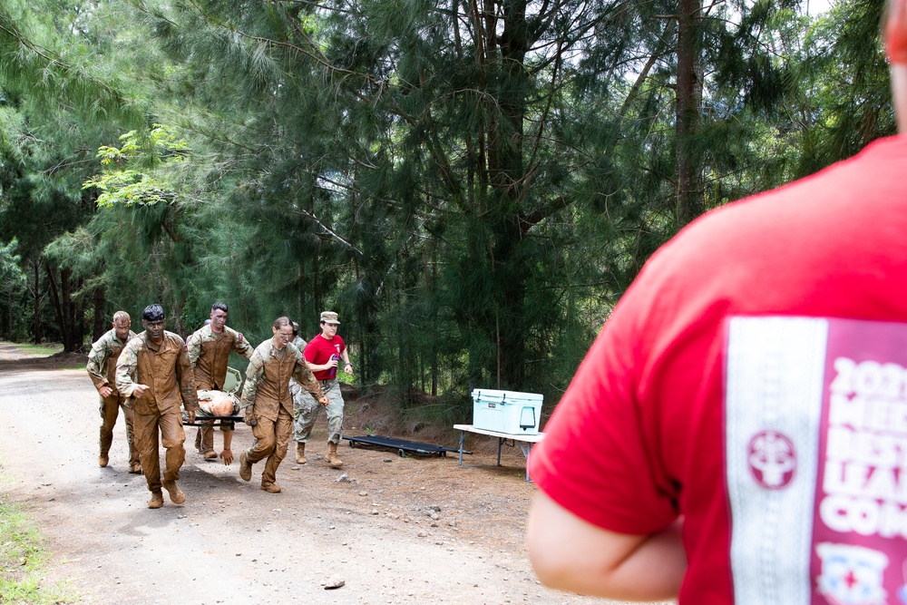 Litter Run To The Finish During the Army Medicine 2021 Best Leader Competition