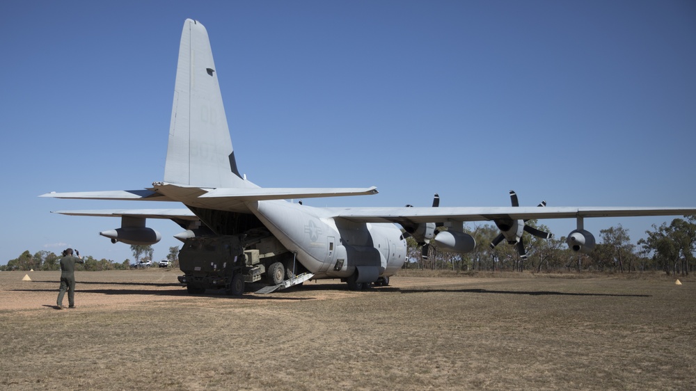 Talisman Sabre 21: U.S. Marines with VMGR-152 transport HIMAR