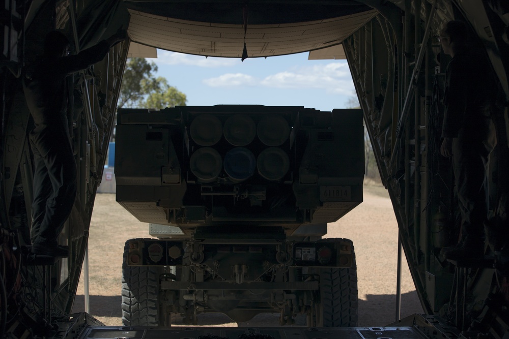 Talisman Sabre 21: U.S. Marines with VMGR-152 transport HIMAR