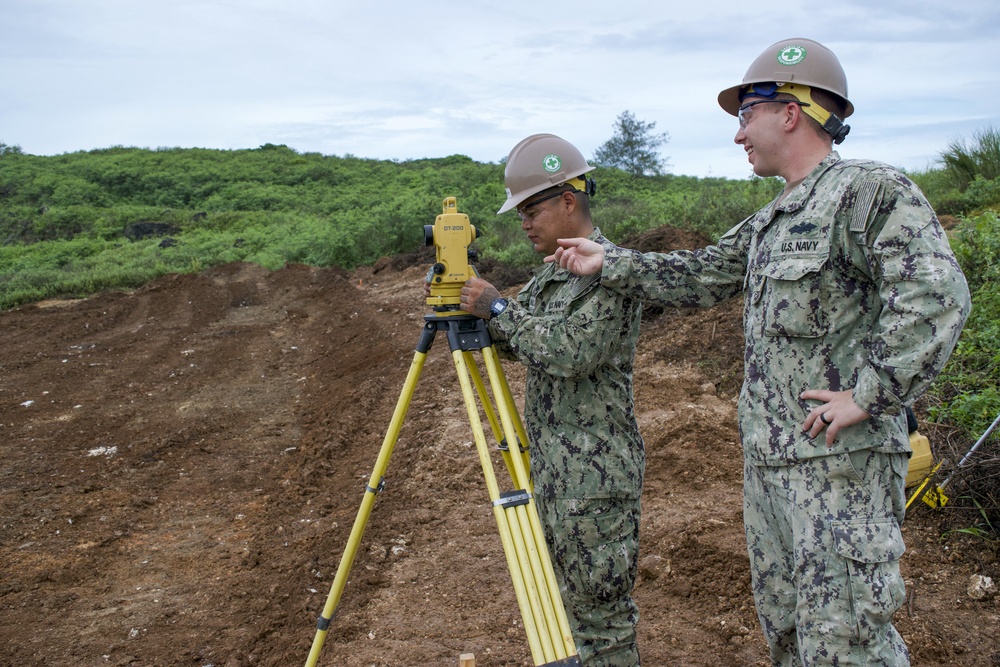 U.S. Navy Seabees in Guam set up an Asphalt Batch Plant