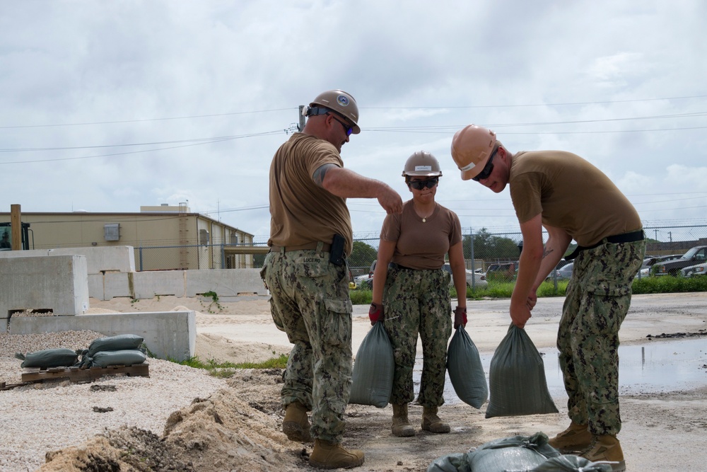 U.S. Navy Seabees in Guam set up an Asphalt Batch Plant