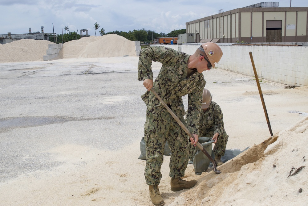 U.S. Navy Seabees in Guam set up an Asphalt Batch Plant