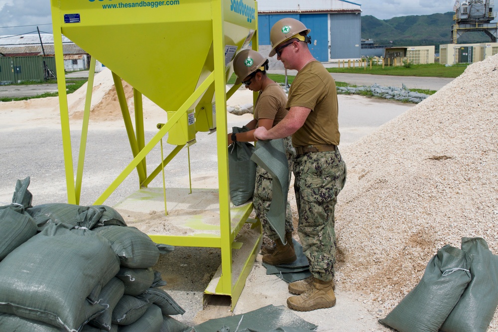 U.S. Navy Seabees in Guam set up an Asphalt Batch Plant