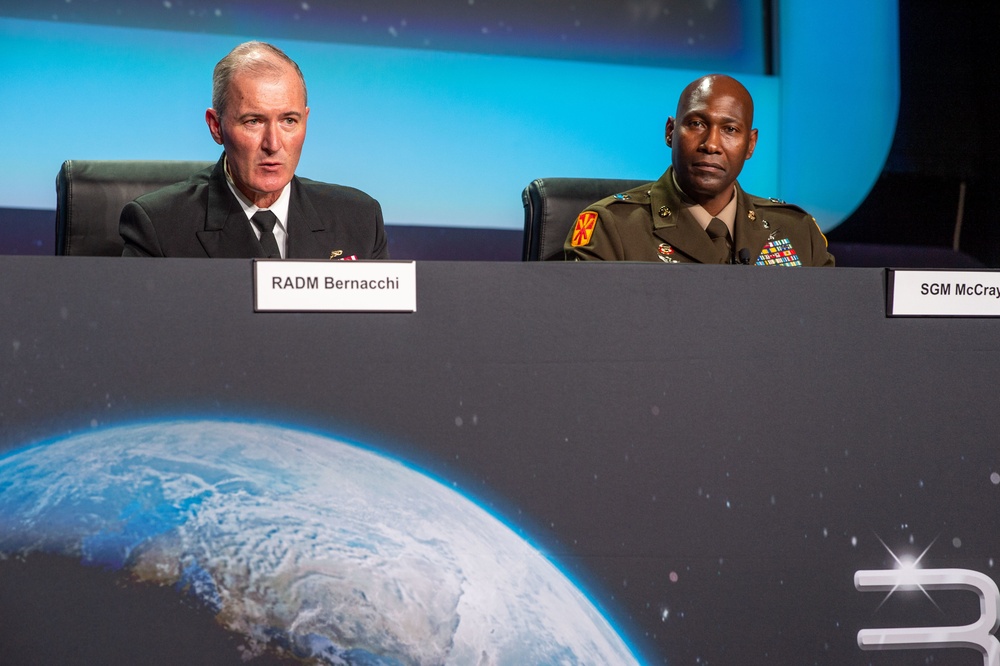 Leaders from U.S. Space Command speak during Building and Utilizing a Space Warfighter panel