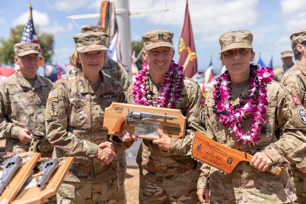 Brig. Gen. Mary Kreuger presents awards to the Regional Health Command Pacific; Winners 2021 Army Medicine Best Leader Competition