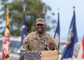 Lieutenant General R. Scott Dingle addresses guests at the 2021 U.S. Army Medical Command/MEDCOM Best Leader Competition award ceremony