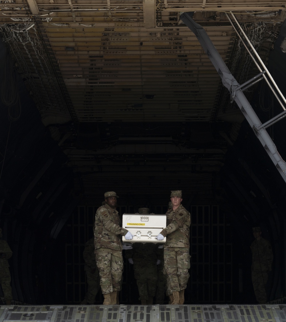 Air Force Mortuary Affairs Operations Airmen train for dignified transfer mission