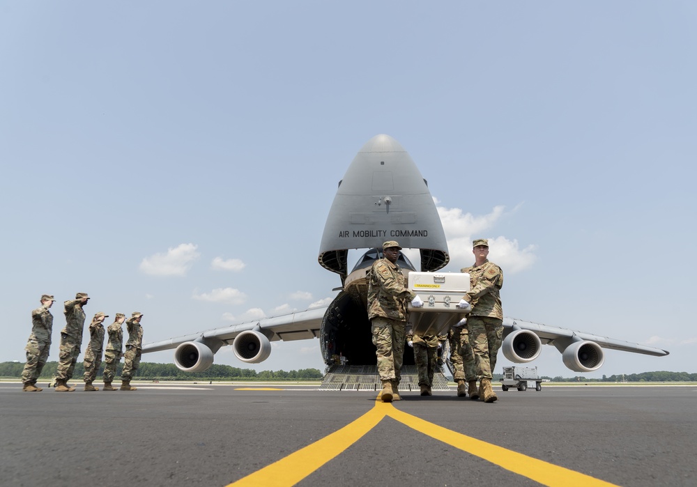 Air Force Mortuary Affairs Operations Airmen train for dignified transfer mission