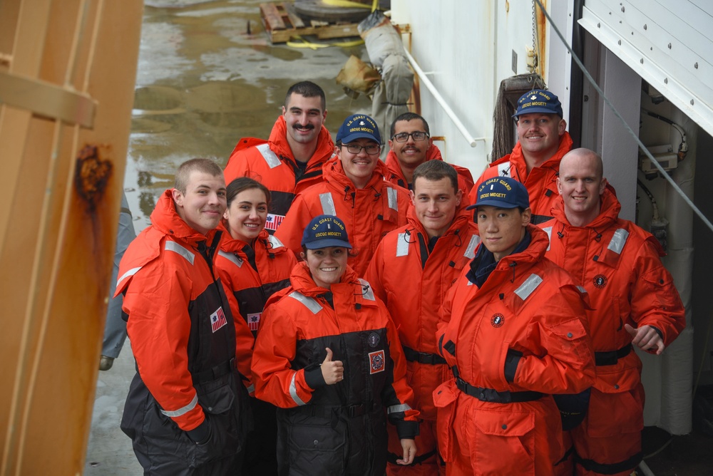 Coast Guard Cutter Healy and Coast Guard Cutter Midgett conduct joint operations in the Bering Strait