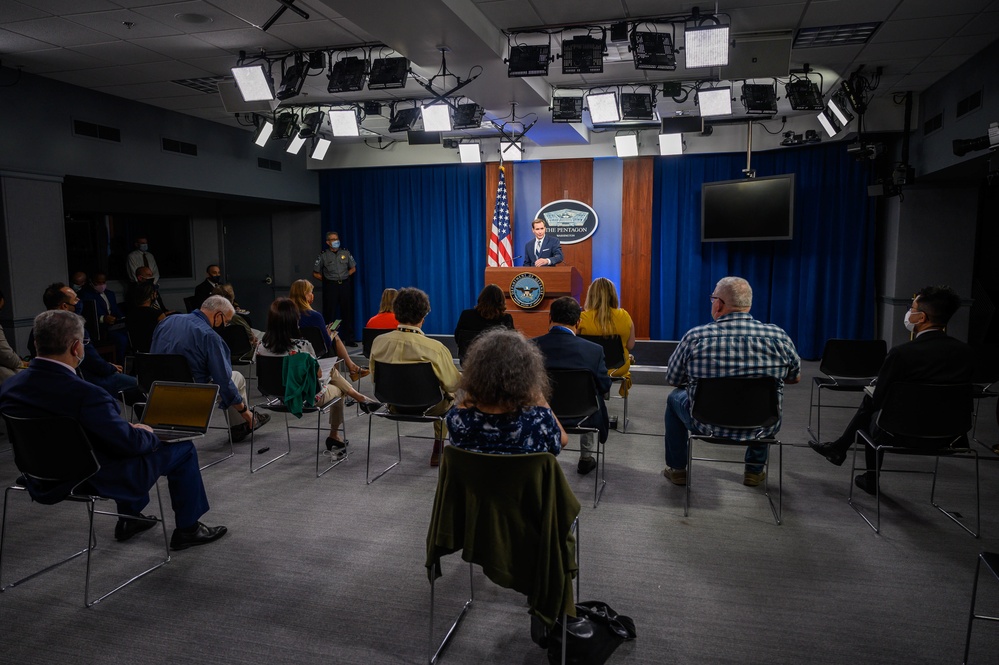 Pentagon Press Secretary holds joint press briefing with Pentagon Force Projection Agency police chief