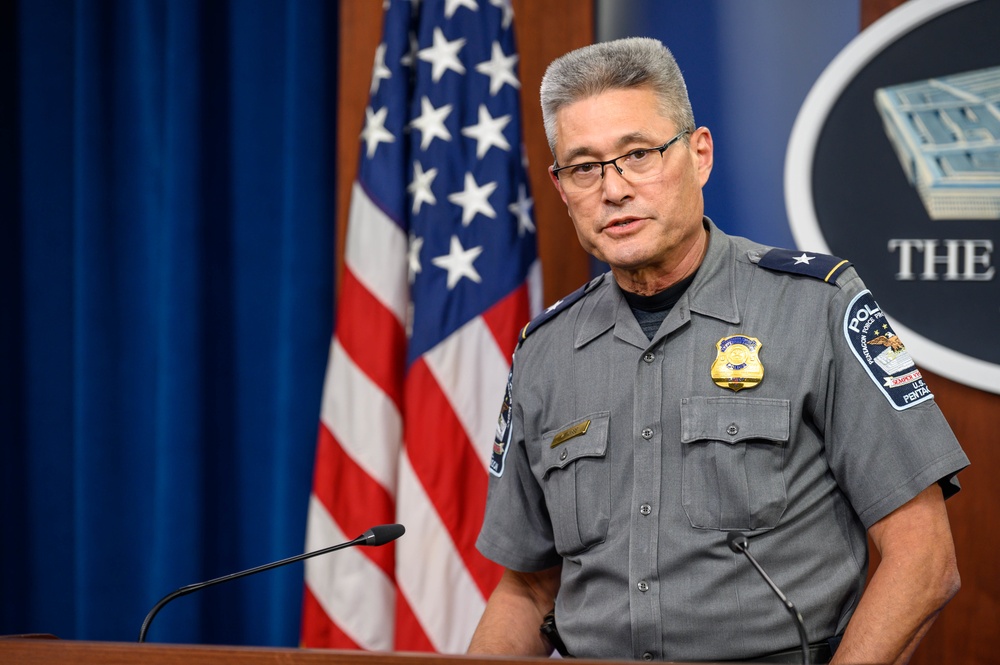 Pentagon Press Secretary holds joint press briefing with Pentagon Force Projection Agency police chief