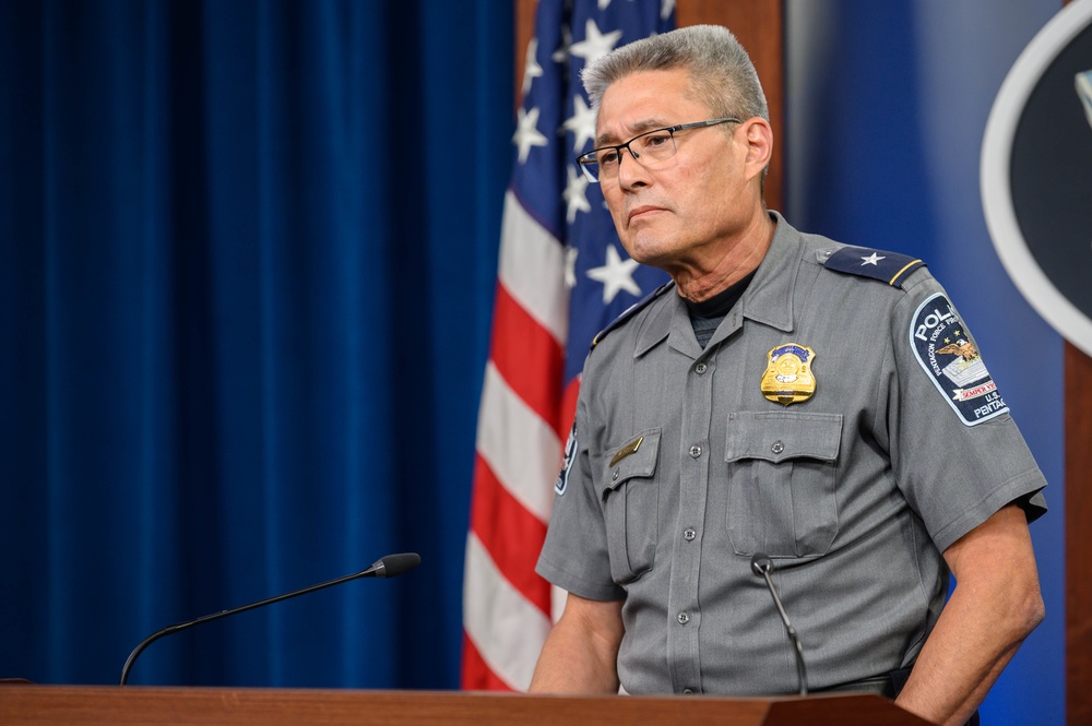 Pentagon Press Secretary holds joint press briefing with Pentagon Force Projection Agency police chief