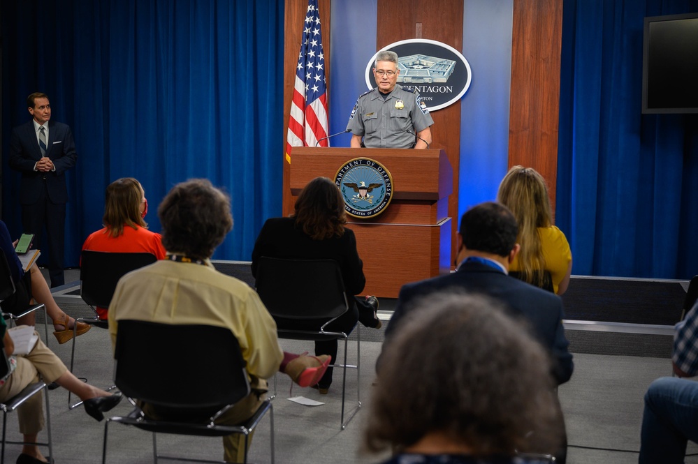 Pentagon Press Secretary holds joint press briefing with Pentagon Force Projection Agency police chief