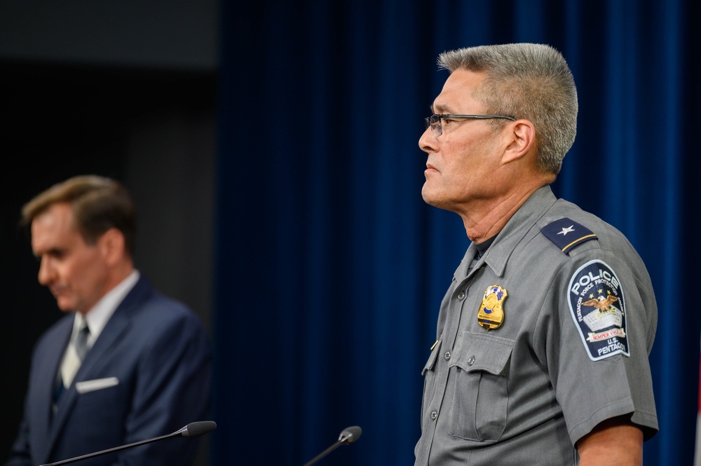 Pentagon Press Secretary holds joint press briefing with Pentagon Force Projection Agency police chief