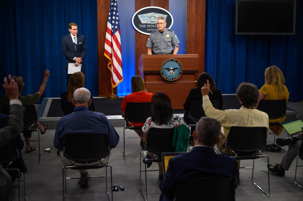 Pentagon Press Secretary holds joint press briefing with Pentagon Force Projection Agency police chief