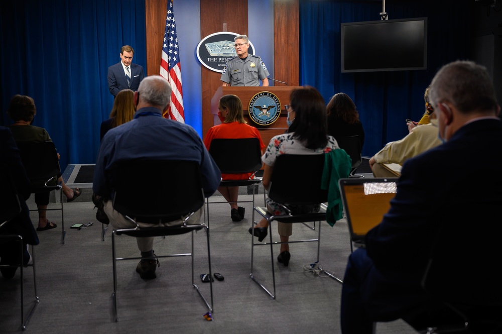 Pentagon Press Secretary holds joint press briefing with Pentagon Force Projection Agency police chief