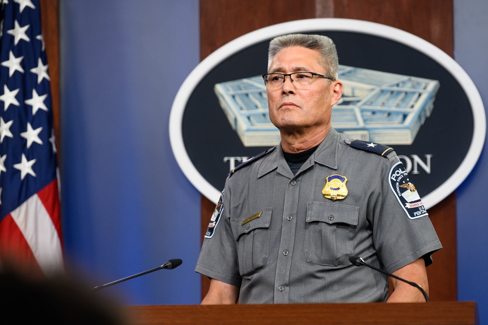 Pentagon Press Secretary holds joint press briefing with Pentagon Force Projection Agency police chief