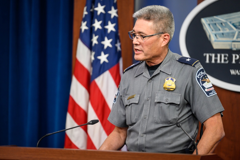 Pentagon Press Secretary holds joint press briefing with Pentagon Force Projection Agency police chief