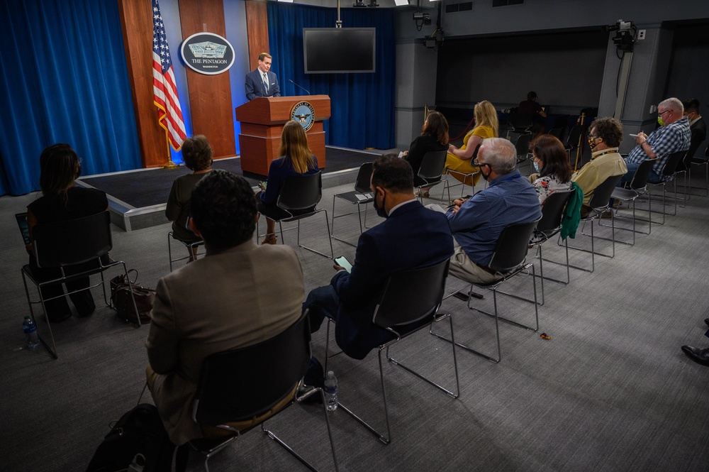 Pentagon Press Secretary holds joint press briefing with Pentagon Force Projection Agency police chief