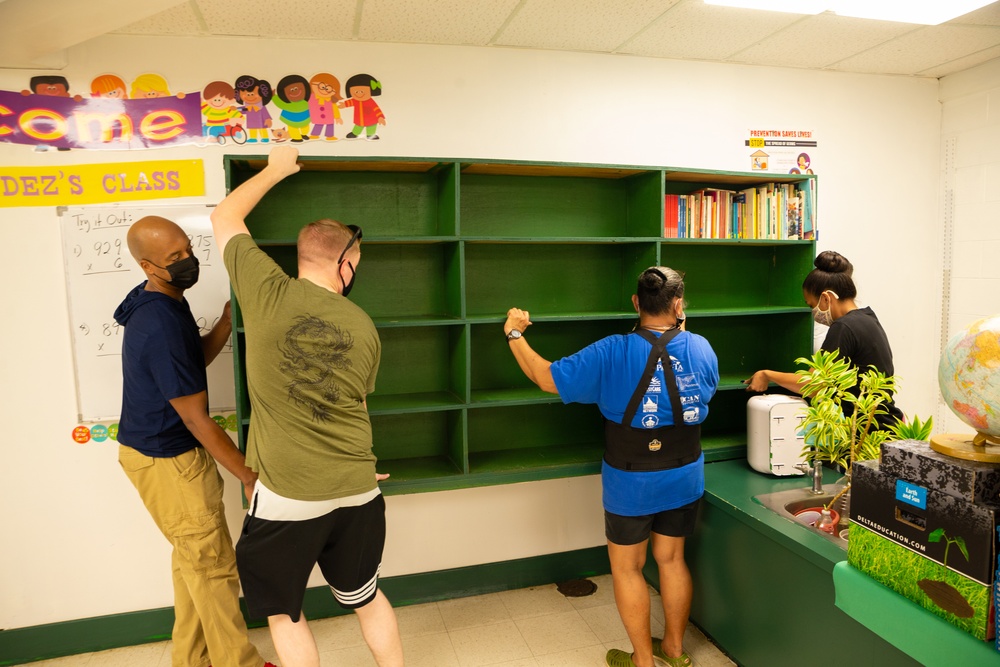 Volunteers help Finegayan Elementary School prepare for the upcoming school year