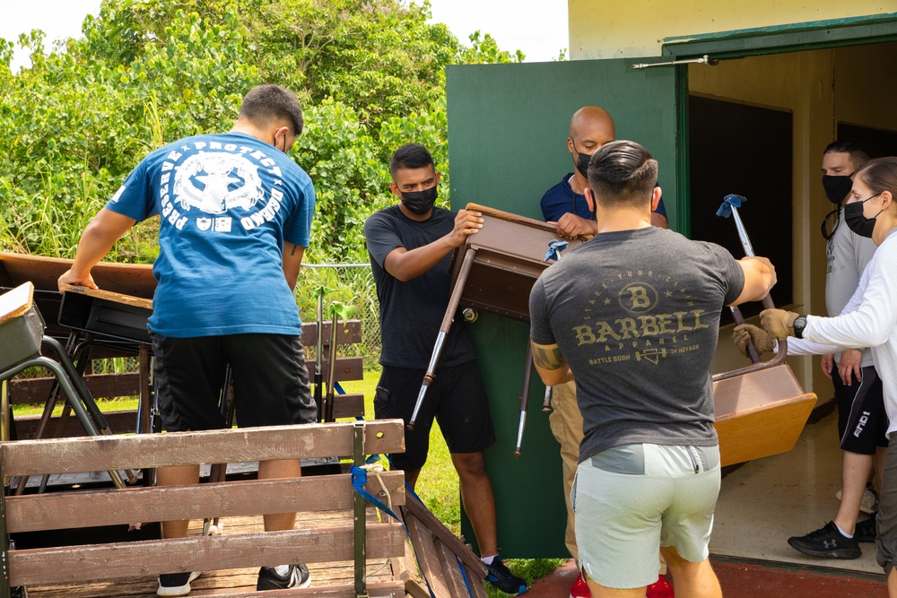 Volunteers help Finegayan Elementary School prepare for the upcoming school year