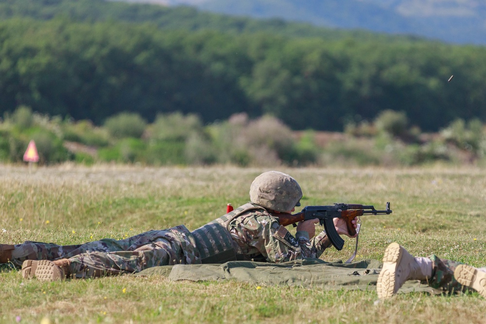 An Army Reserve Soldier fires an AK-47 rifle