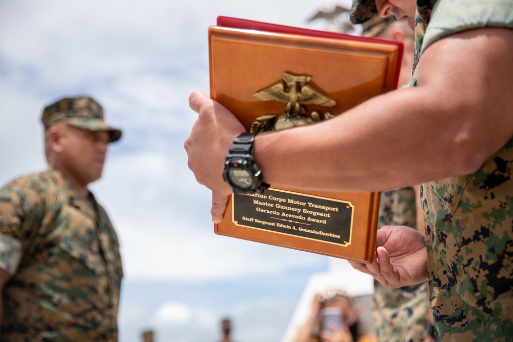 Gunnery Sgt. GonzalezDawkins receives Master Gunnery Sergeant Acevedo Award as Marine Corps Motor Transport Chief of the Year for Fiscal Year 2020