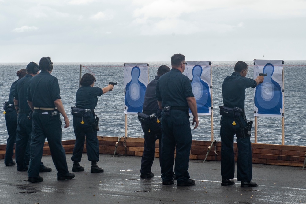 USS America conducts small arms gunshoot