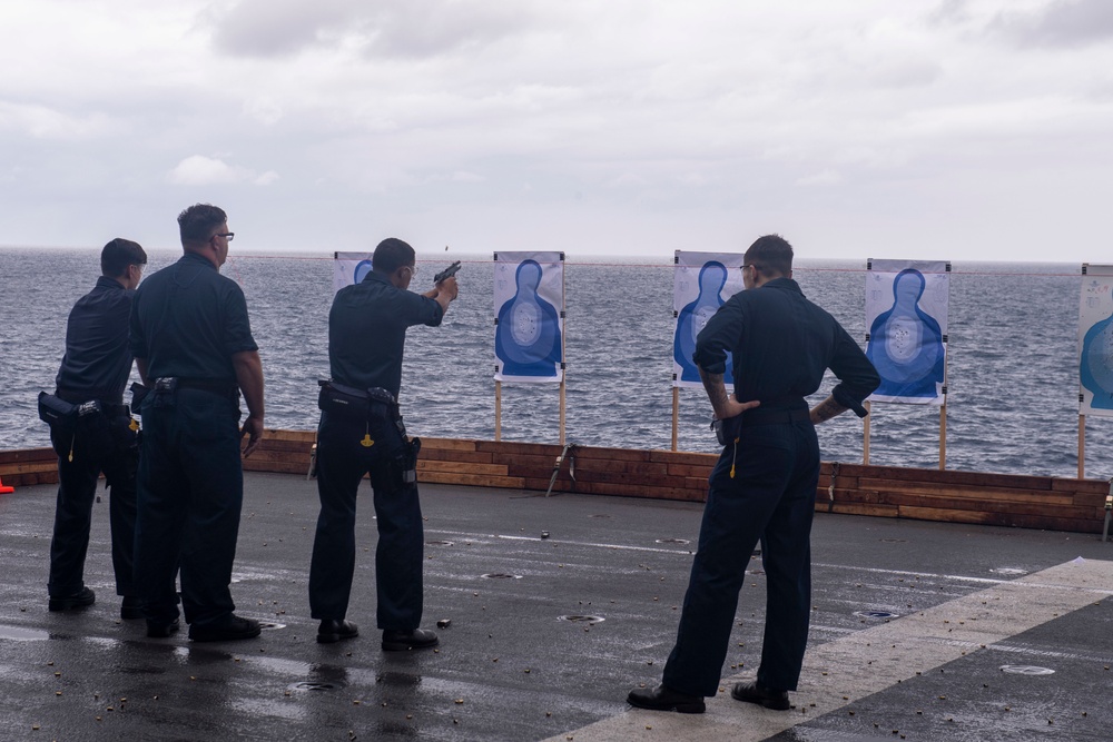 USS America conducts small arms gunshoot