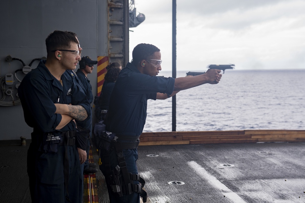 USS America conducts small arms gunshoot