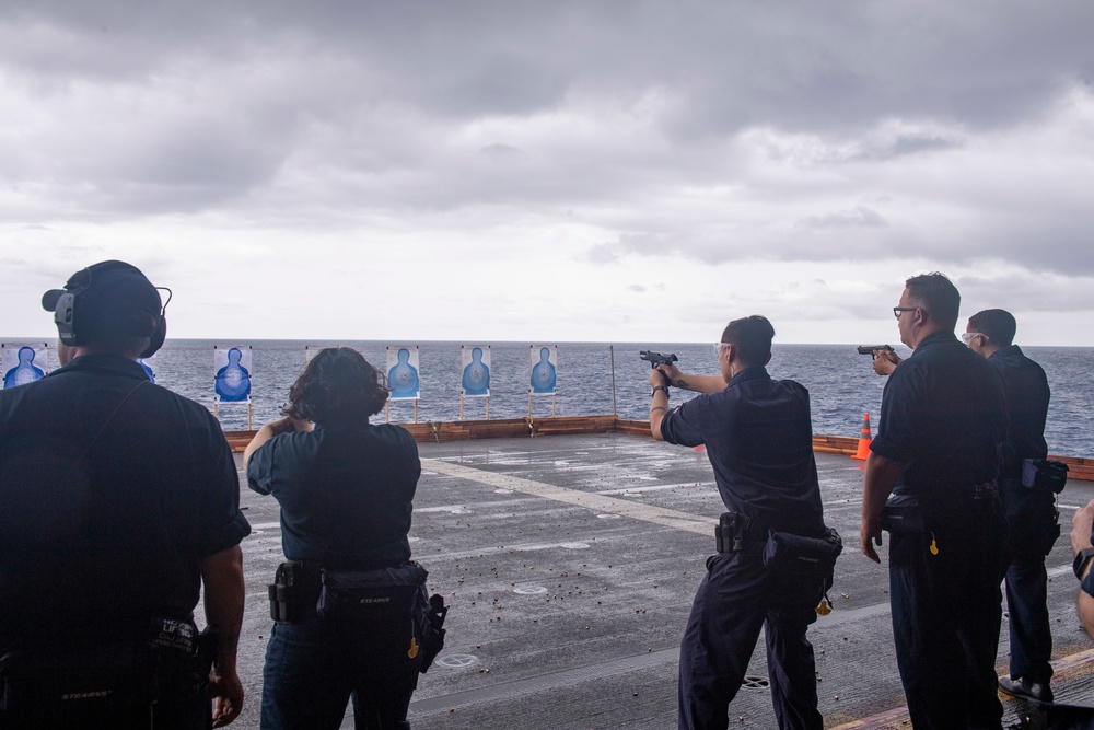 USS America conducts small arms gunshoot