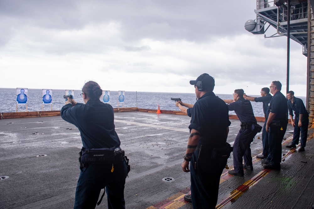 USS America conducts small arms gunshoot