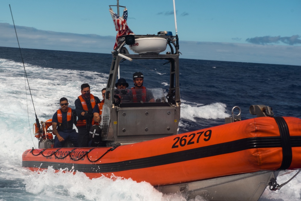 Coast Guard members conduct small boat training