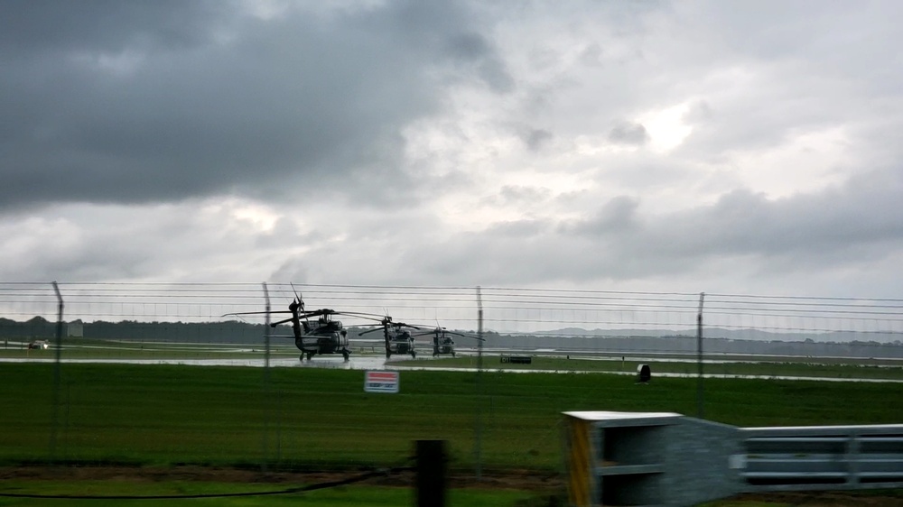 Helicopters at Sparta-Fort McCoy Airport for Patriot Warrior 2021