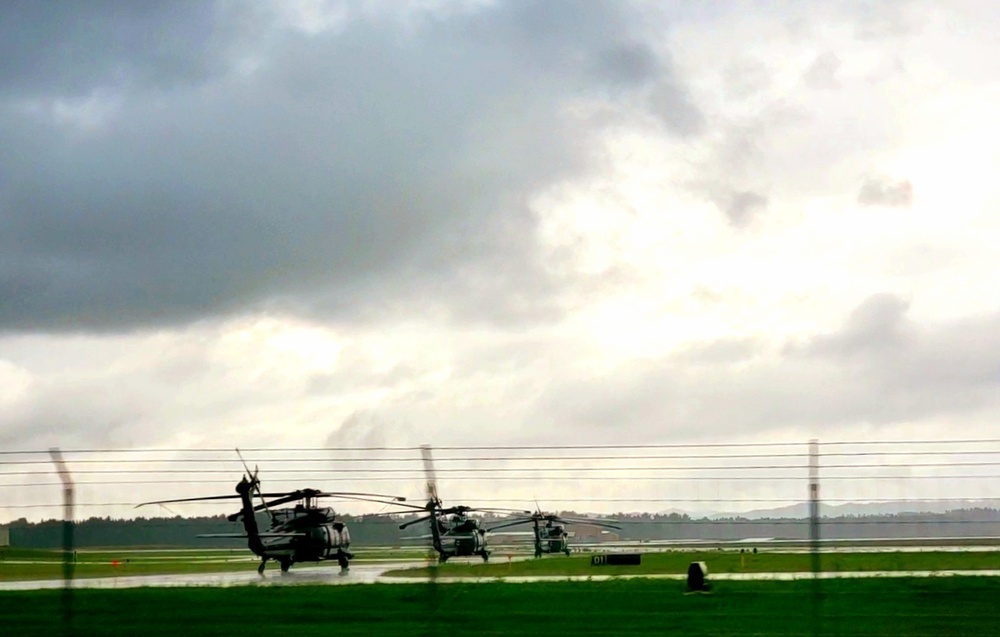 Helicopters at Sparta-Fort McCoy Airport for Patriot Warrior 2021