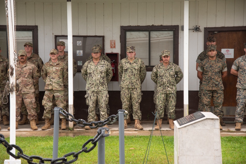 U.S. Navy Seabees deployed with NMCB-5’s Detail Palau attend Fallen Heroes Ceremony