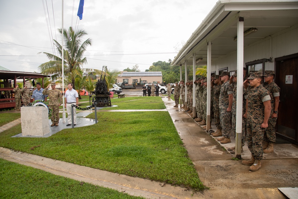 U.S. Navy Seabees deployed with NMCB-5’s Detail Palau attend Fallen Heroes Ceremony