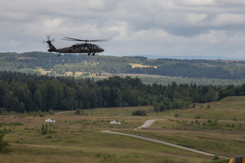 1st Combat Aviation Brigade conducts aerial firing exercises with AH-64 Apache, CH-47 Chinook and UH-60 Black Hawk helicopters on Grafenwoehr Training Area