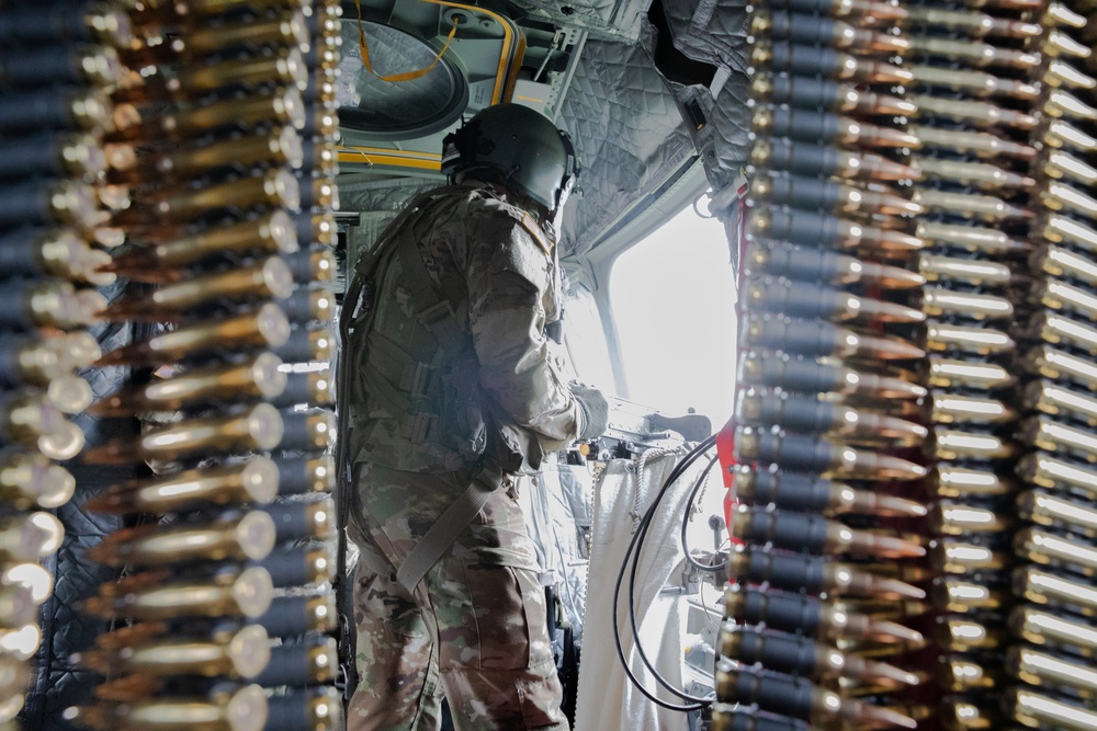 1st Combat Aviation Brigade conducts aerial firing exercises with AH-64 Apache, CH-47 Chinook and UH-60 Black Hawk helicopters on Grafenwoehr Training Area